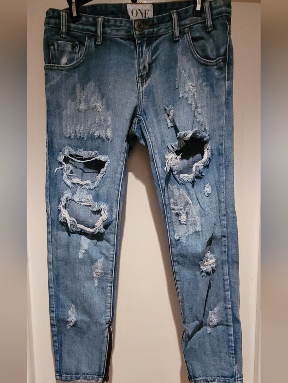PRE-OWNED One TEASPOON Brand Distressed Light Blue Women's Ripped Jeans